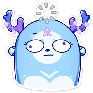 🤔 cute, cartoon, sticker, animal, deer, blue, fantasy whatsapp sticker