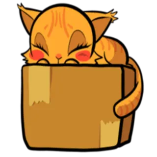 😌 แมว, กล่อง, น่ารัก, ง่วง, สัตว์, สีส้ม, ลูกแมว telegram sticker