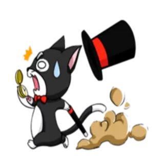 ⏱ gato, animal, desenho animado, relógio de bolso, mágica, atrasado, pressa, surpresa telegram sticker