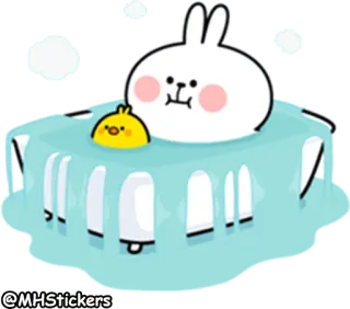 🛁 @MHStickers rabbit, duck, cartoon, bath, cute, animal telegram sticker