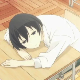 🍙 anime, boy, sleeping, desk, school, tired telegram sticker