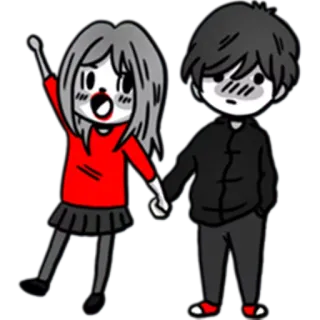 💑 Cartoon, Paar, Anime, Liebe, Süß whatsapp sticker