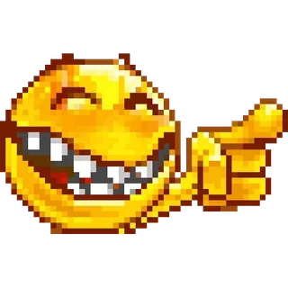 🤣 絵文字, 笑う, 指差し, 黄色, ドット絵 telegram sticker