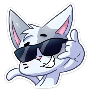 😎 chat, autocollant, cool, animal, dessin animé, lunettes de soleil telegram sticker