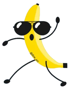 🍌 @dew_art 바나나, 과일, 선글라스, 만화, 캐릭터, 미술, 댄스 telegram sticker