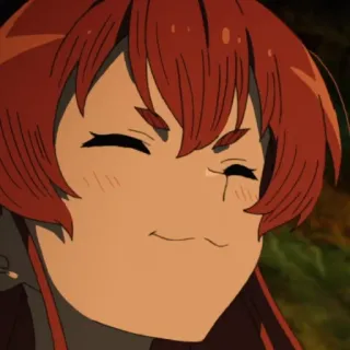 😁 anime, hoạt hình, tóc đỏ, cười telegram sticker