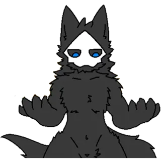 🖤 furry, animal, criatura, preto, branco, monstro telegram sticker