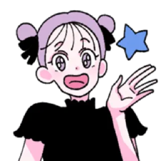 ⭐️ dessin animé, fille, étoile, qui fait coucou, kawaii, mignon telegram sticker