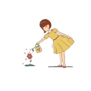 💕 fille, fleur, arrosage, amour, coeurs, plante whatsapp sticker