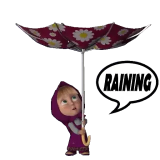 🌧 Masha Masha and the Bear RAINING rain, umbrella, cartoon, child, cute whatsapp sticker
