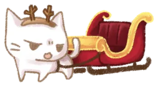 😒 kucing, kereta luncur, natal, rusa kutub, liburan, imut telegram sticker