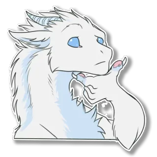 🤔 dragão, branco, desenho animado, animal, criatura, fantasia telegram sticker