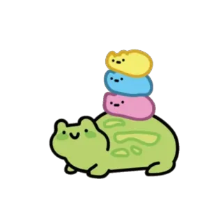 🍡 ếch, dễ thương, động vật, chồng, màu pastel, kawaii telegram sticker
