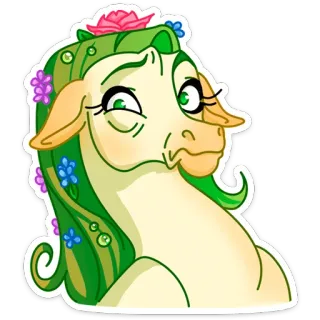 😕 cheval, dessin animé, animal, mignon, autocollant, fantaisie telegram sticker