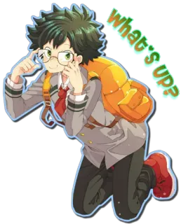 🤓 Izuku Midoriya My Hero Academia What's up? アニメ, 僕のヒーローアカデミア, デク, 緑谷出久, キャラクター, 漫画 telegram sticker