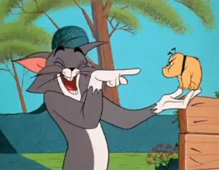 🤣 Tom Cat Tom and Jerry cartoon, cat, dog, laughing, funny, classic animation telegram sticker