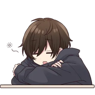🥴 anime, menino, sonolento, fofo, descansando telegram sticker