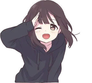 😋 fille anime, mignon, clin d'oeil, salut telegram sticker