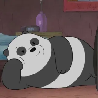 🌚 Panda We Bare Bears cartone animato, panda, sdraiato, animato telegram sticker