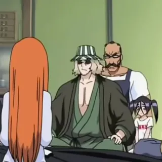 🧩 Bleach Anime, Charaktere, Sitzend, Gruppe, Unterhaltung telegram sticker