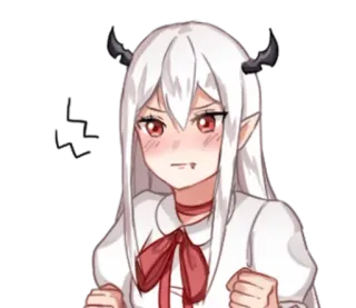 😈 anime girl, devil, angry, anime character, demon girl, digital art telegram sticker