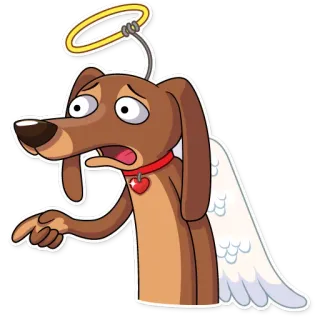😧 dog, angel, halo, wings, sad, cartoon, pet, animal whatsapp sticker