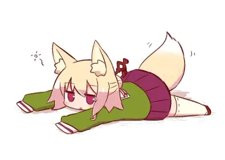 👀 Anime, Raposa, Kawaii, Chibi, Fofo, Deitado telegram sticker