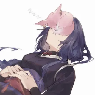 🍡 NNN cat, sleep, anime, woman, relaxing, sleeping, pet telegram sticker
