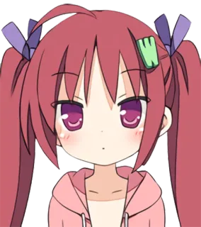 😐 anime, girl, cartoon, cute, pink hair, pigtails telegram sticker