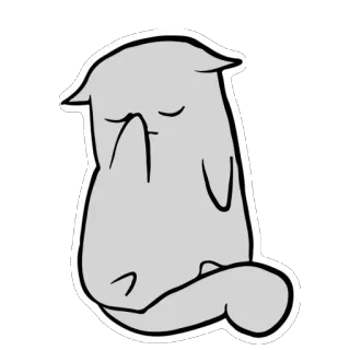 😓 고양이, 슬픈, 만화, 회색, 스티커 telegram sticker