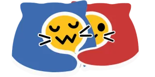 🤗 katze, emoji, kawaii, aufkleber, süß, blau, rot telegram sticker