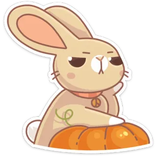 😤 bunny, rabbit, peace, pumpkin, cartoon, sticker telegram sticker
