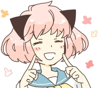 ☝️ Anime, Fofo, Desenho animado, Garota, Feliz, Kawaii telegram sticker