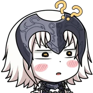 ❓ Anime, verwirrt, Frage, Chibi, Rüstung, Charakter telegram sticker