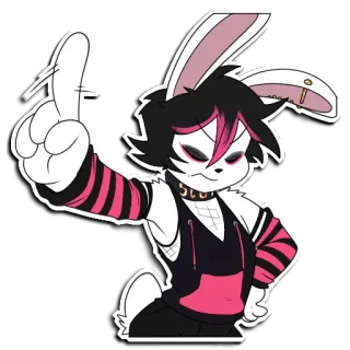 🙂‍↔️ Bunny rabbit, furry, emo, punk, gesture, pointing, goth, anime, cartoon telegram sticker