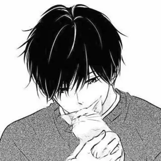 🥰 anime, man, cat, pet, black hair, sweater telegram sticker