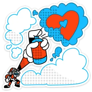 🎅 สติกเกอร์, หัวใจ, สีสเปรย์, ตัวตลก, กราฟิตี, ศิลปะ, การ์ตูน telegram sticker