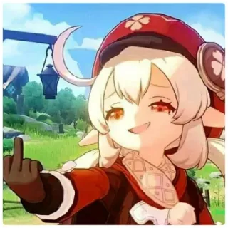 😁 Klee Genshin Impact Klee, Genshin Impact, video game, character, middle finger, offensive telegram sticker