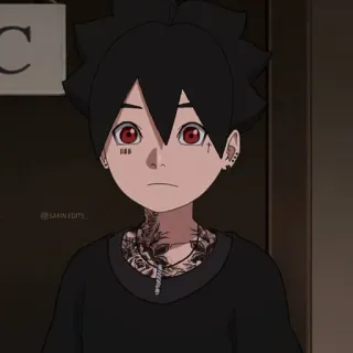 🖤 Аниме, Персонаж, Тату, Красные глаза, Цифровое искусство telegram sticker