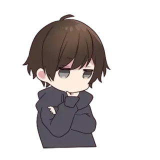 🤔 cartoon, anime, boy, thinking, chibi, character telegram sticker