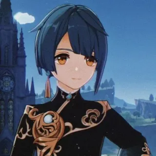 📎 Xingqiu Genshin Impact Xingqiu, Genshin Impact, anime, videogioco, personaggio, capelli blu whatsapp sticker