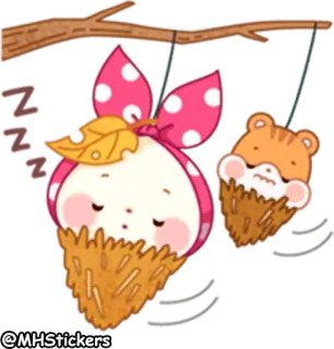 😴 @MHStickers lindo, durmiendo, animal, pegatina, kawaii, ilustración whatsapp sticker