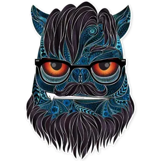 😁 monster, cartoon, glasses, bearded, illustration, patterned, sticker telegram sticker