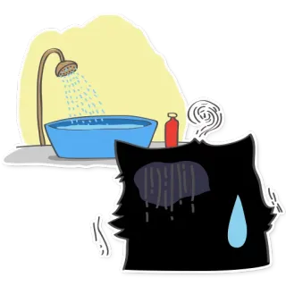 😱 cat, shower, bathing, cartoon, cleanliness telegram sticker