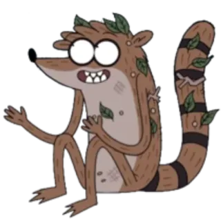 😀 Rigby Regular Show kreskówka, szop pracz, Rigby, Zwyczajny serial, animowany telegram sticker