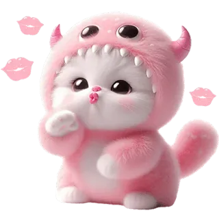 😍 可爱, 小猫, 怪物, 粉色, 卡哇伊, 迷人, 猫, 贴纸 telegram sticker