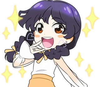 ✨ Anime, Dziewczyna, Błyszczące, Słodkie, Kreskówka, Szczęśliwy, Chibi telegram sticker