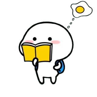 🪃 trứng, đọc sách, sách, dễ thương, hoạt hình telegram sticker
