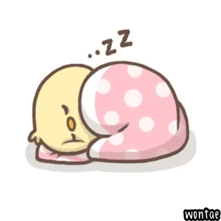 🐤 zz dormir, endormi, dessin animé, mignon, poussin, kawaii telegram sticker