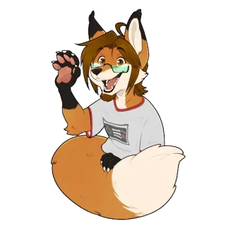 👋 Фурри, Антропоморфный, Лис, Мультфильм, Персонаж, Талисман telegram sticker